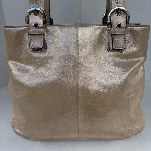 Coach Chelsea Metallic Gold Leather Tote Bag F17216 - Picture 4 of 13